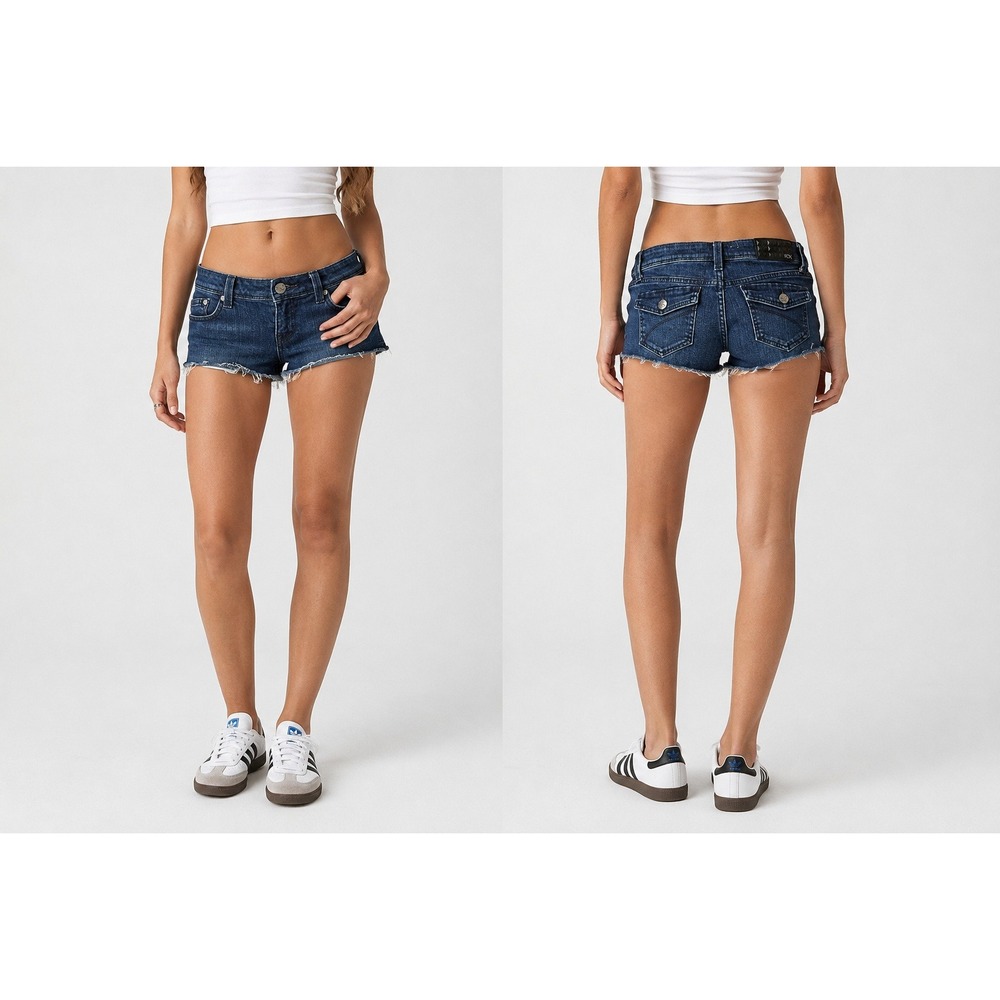 Fox Racing Stealth Women's Y2K Dark Wash Low Rise Denim Micro Shorts 5/27